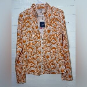 NWT Tommy Bahama Golf orange and white seashell jacket, UPF 50, women’s large.